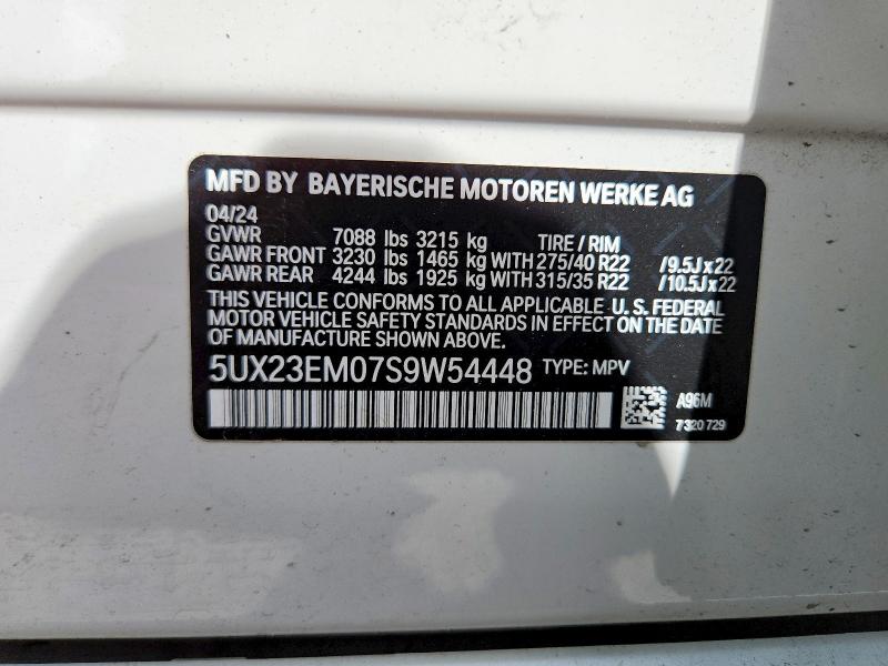 Aukcja sprzedaży 2025 Bmw X7, vin: 5UX23EM07S9W54448, numer aukcji: 62093216