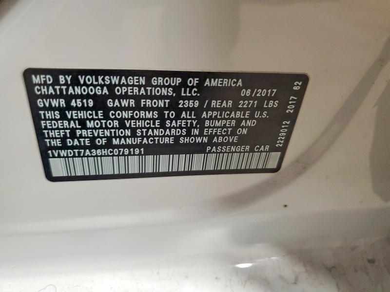Aukcja sprzedaży 2017 Volkswagen Passat, vin: 1VWDT7A36HC079191, numer aukcji: 58794086