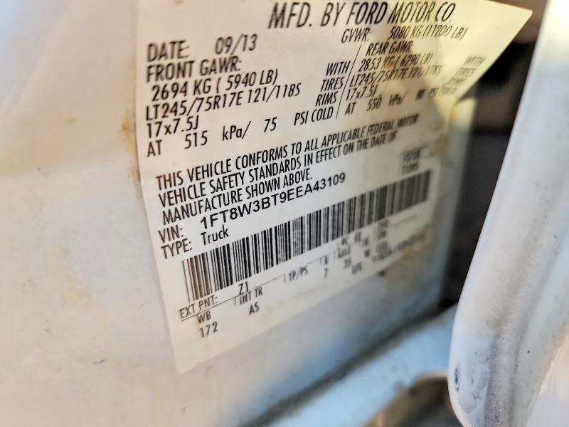 60798076 :رقم المزاد ، 1FT8W3BT9EEA43109 vin ، 2014 Ford F350 مزاد بيع