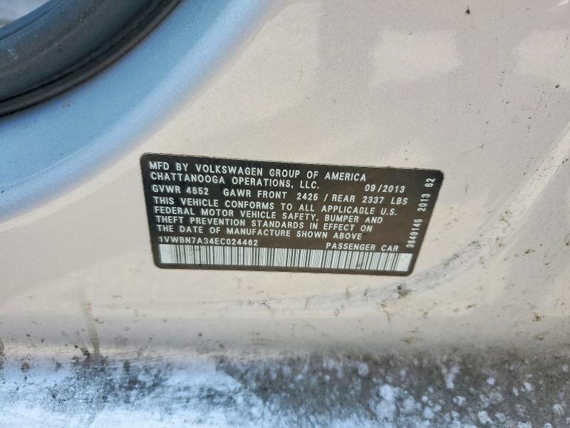 Aukcja sprzedaży 2014 Volkswagen Passat, vin: 1VWBN7A34EC024462, numer aukcji: 57949266