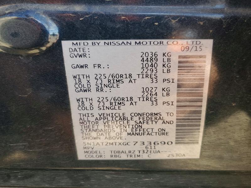 Продаж на аукціоні авто 2016 Nissan Rogue, vin: 5N1AT2MTXGC733690, номер лоту: 60581776