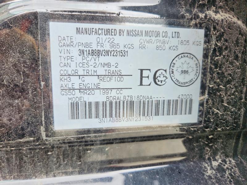 Продаж на аукціоні авто 2022 Nissan Sentra, vin: 3N1AB8BV3NY231531, номер лоту: 62198196