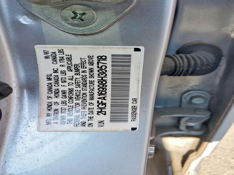 59117946 :رقم المزاد ، 2HGFA16998H305718 vin ، 2008 Honda Civic مزاد بيع