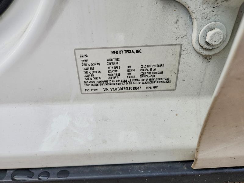 Продажа на аукционе авто 2020 Tesla Model Y, vin: 5YJYGDEE0LF019647, номер лота: 59353936