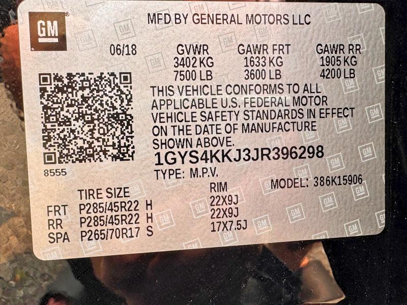 Продаж на аукціоні авто 2018 Cadillac Escalade, vin: 1GYS4KKJ3JR396298, номер лоту: 62457876