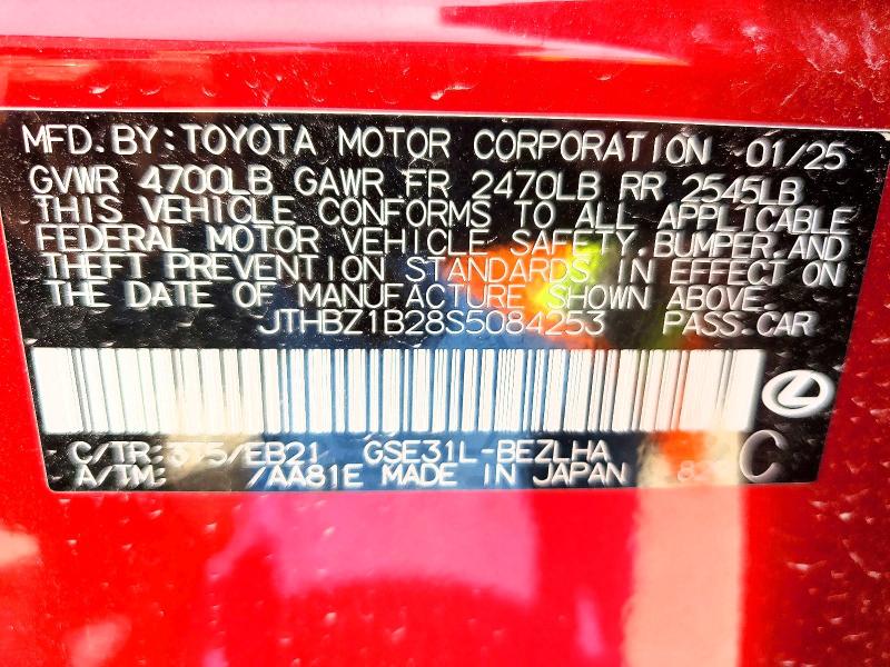 59868336 :رقم المزاد ، JTHBZ1B28S5084253 vin ، 2025 Lexus Is 350 مزاد بيع