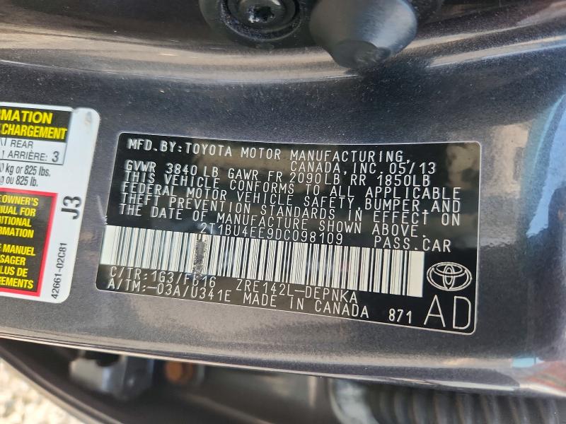 Продаж на аукціоні авто 2013 Toyota Corolla, vin: 2T1BU4EE9DC098109, номер лоту: 60600066