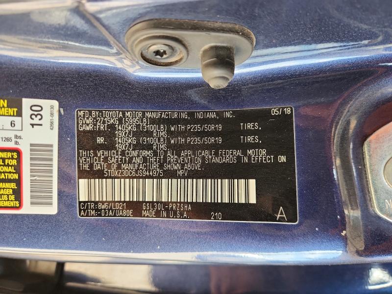 Продаж на аукціоні авто 2018 Toyota Sienna, vin: 5TDXZ3DC6JS944975, номер лоту: 61091496