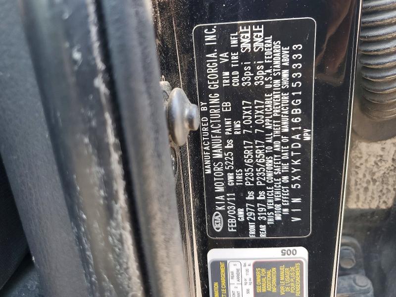 Aukcja sprzedaży 2011 Kia Sorento, vin: 5XYKTDA16BG153333, numer aukcji: 62462106