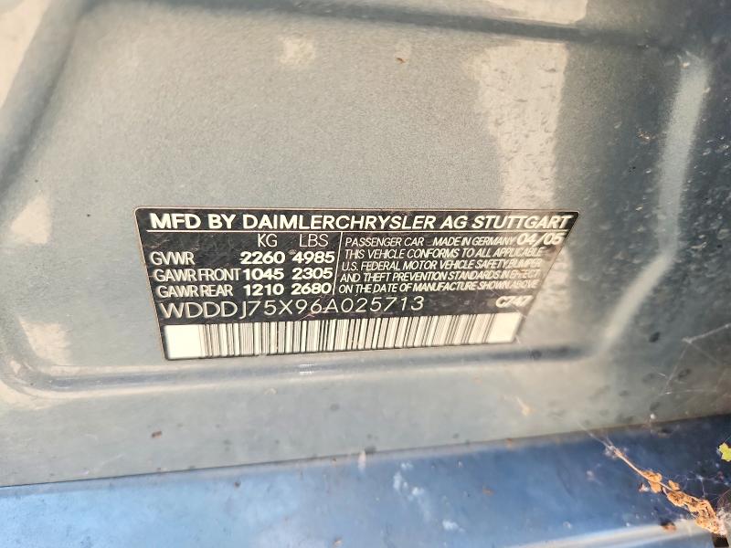 59774866 :رقم المزاد ، WDDDJ75X96A025713 vin ، 2006 Mercedes-benz Cls مزاد بيع