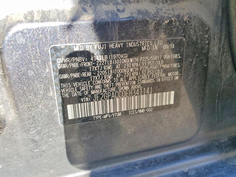 59777306 :رقم المزاد ، JF2GPACC0EH341141 vin ، 2014 Subaru Xv Crosstrek مزاد بيع