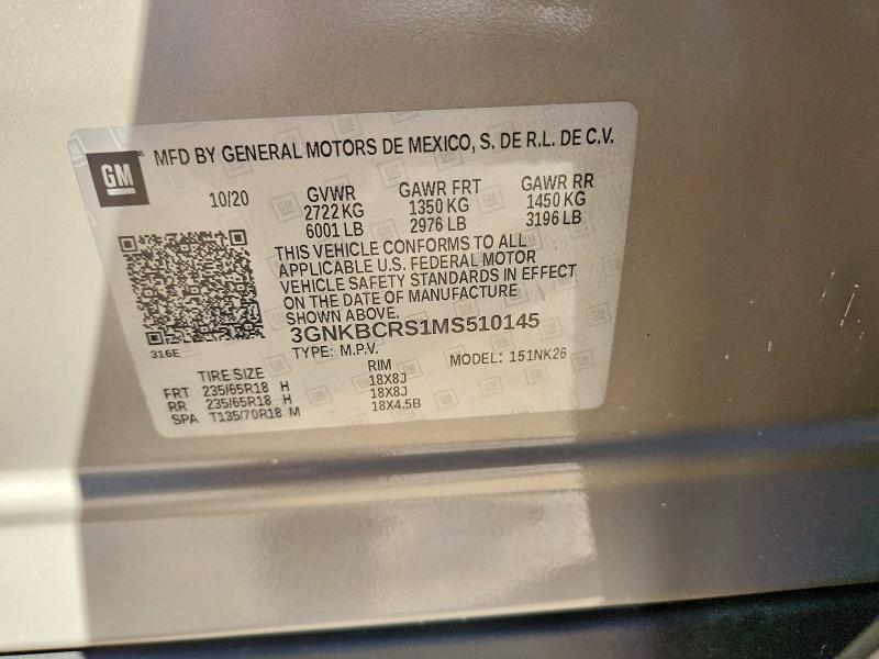 Продаж на аукціоні авто 2021 Chevrolet Blazer, vin: 3GNKBCRS1MS510145, номер лоту: 60159006