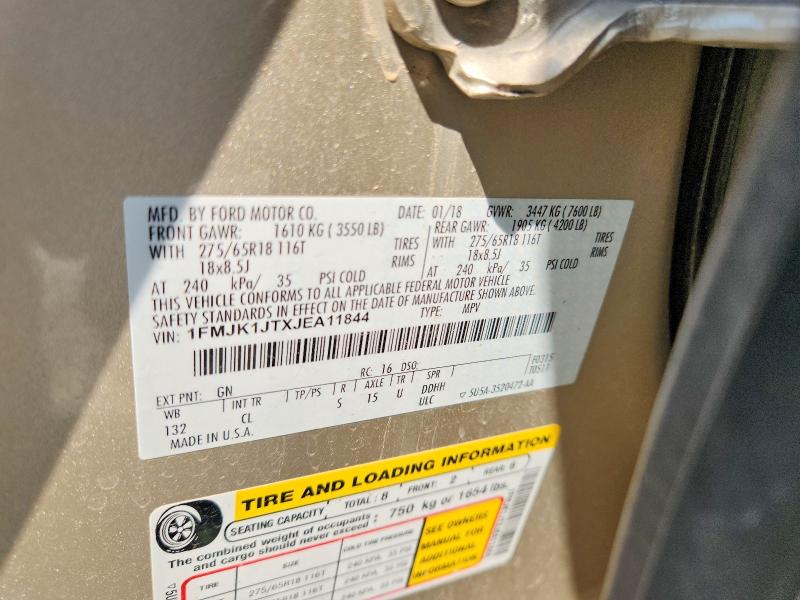 Aukcja sprzedaży 2018 Ford Expedition, vin: 1FMJK1JTXJEA11844, numer aukcji: 59283176