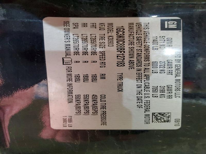 59588236 :رقم المزاد ، 1GC3K0C88BF127183 vin ، 2011 Chevrolet Silverado مزاد بيع