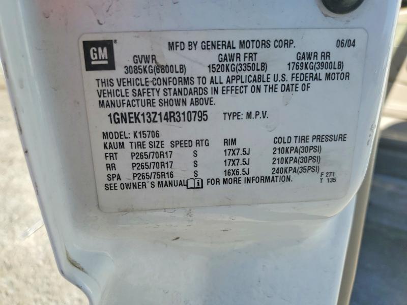 Aukcja sprzedaży 2004 Chevrolet Tahoe, vin: 1GNEK13Z14R310795, numer aukcji: 60281026