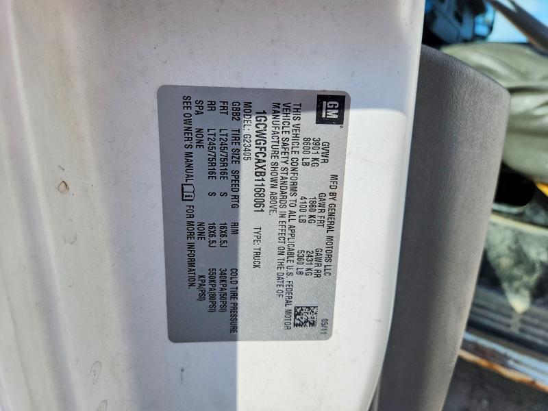 Продаж на аукціоні авто 2011 Chevrolet Express G2500, vin: 1GCWGFCAXB1168061, номер лоту: 61064826