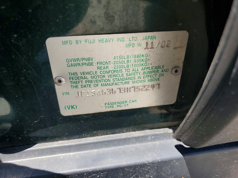 Продаж на аукціоні авто 2003 Subaru Forester, vin: JF1SG63673H752247, номер лоту: 59086306