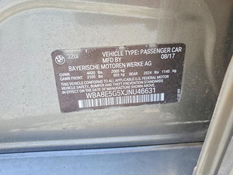 Aukcja sprzedaży 2018 Bmw 320, vin: WBA8E5G5XJNU46631, numer aukcji: 63101966