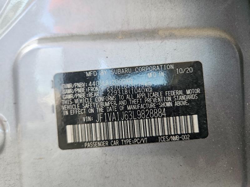 62324916 :رقم المزاد ، JF1VA1J63L9828884 vin ، 2020 Subaru Wrx مزاد بيع