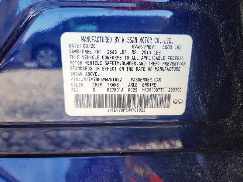 Продажа на аукционе авто 2021 Infiniti Q50, vin: JN1EV7BP5MM701922, номер лота: 59868626