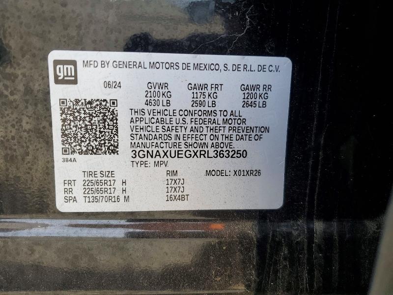 Aukcja sprzedaży 2024 Chevrolet Equinox, vin: 3GNAXUEGXRL363250, numer aukcji: 60194036