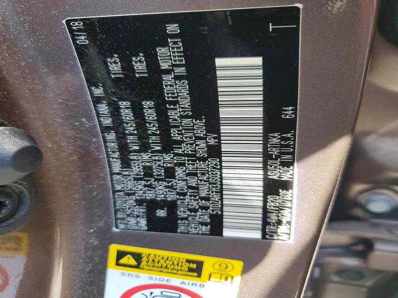 62872716 :رقم المزاد ، 5TDZARFH3JS037290 vin ، 2018 Toyota Highlander مزاد بيع