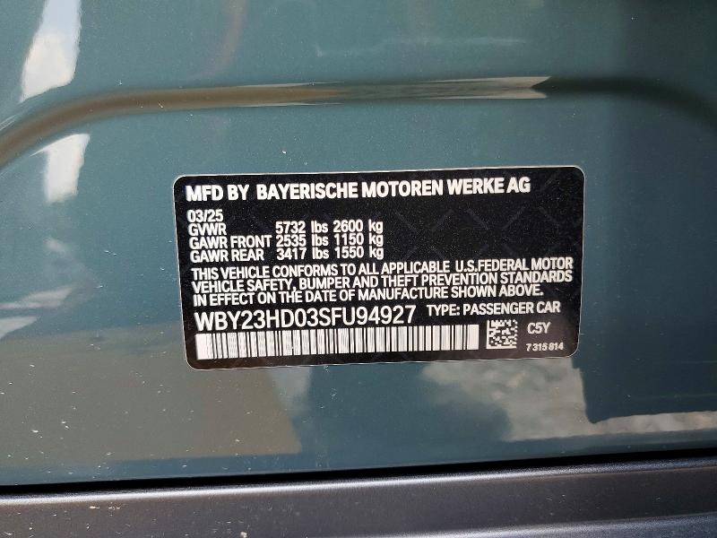 Aukcja sprzedaży 2025 Bmw I4, vin: WBY23HD03SFU94927, numer aukcji: 62811176
