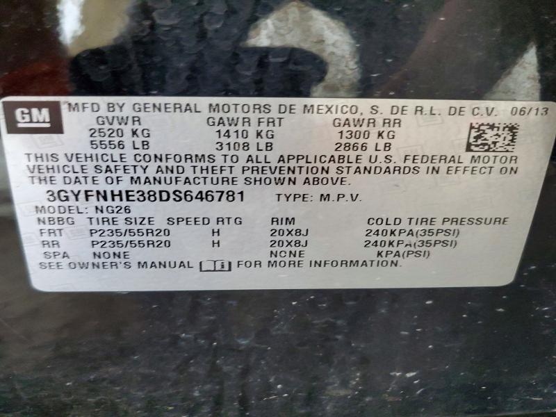Aukcja sprzedaży 2013 Cadillac Srx, vin: 3GYFNHE38DS646781, numer aukcji: 61107686