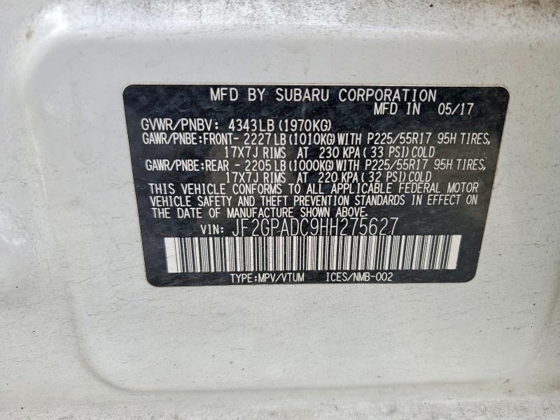 Aukcja sprzedaży 2017 Subaru Crosstrek, vin: JF2GPADC9HH275627, numer aukcji: 59363746