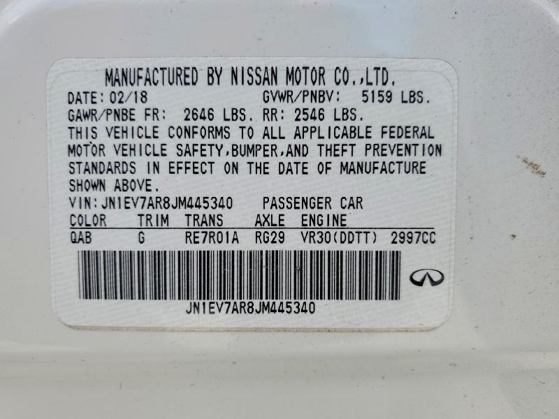 Продаж на аукціоні авто 2018 Infiniti Q50, vin: JN1EV7AR8JM445340, номер лоту: 58720166