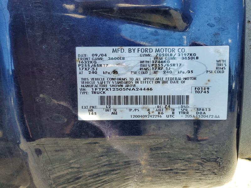 Aukcja sprzedaży 2005 Ford F150, vin: 1FTPX12505NA24446, numer aukcji: 62892316