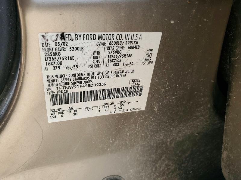 Aukcja sprzedaży 2002 Ford F250, vin: 1FTNW21F42ED32256, numer aukcji: 61931276