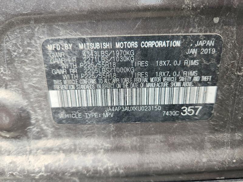 62899616 :رقم المزاد ، JA4AP3AUXKU023150 vin ، 2019 Mitsubishi Outlander Sport مزاد بيع