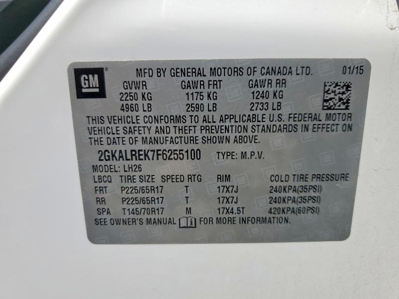 61339146 :رقم المزاد ، 2GKALREK7F6255100 vin ، 2015 Gmc Terrain مزاد بيع