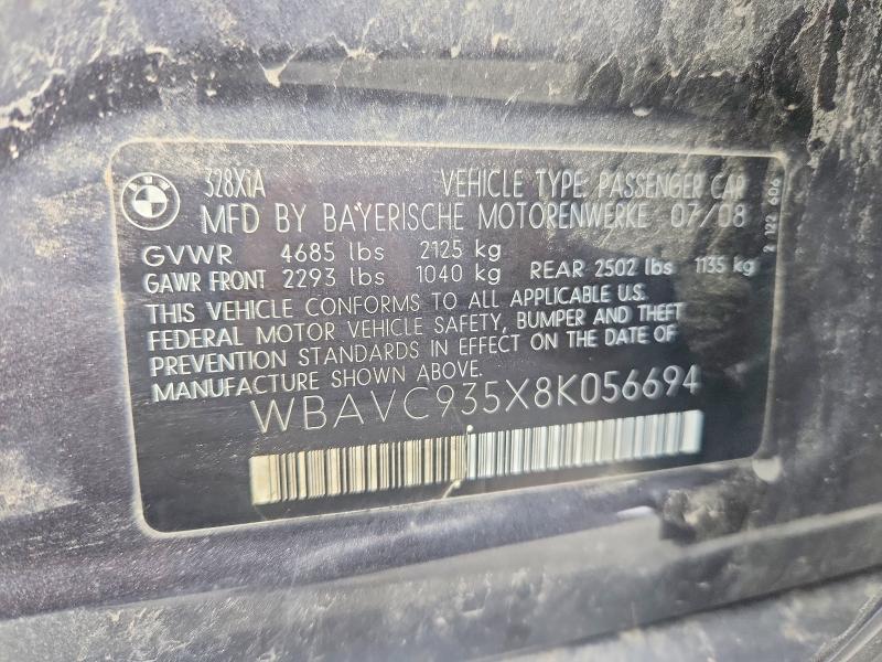 Продаж на аукціоні авто 2008 Bmw 328, vin: WBAVC935X8K056694, номер лоту: 62577776