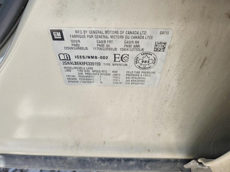 2015 Chevrolet Equinox მანქანა იყიდება აუქციონზე, vin: 2GNALBEK8F6339159, აუქციონის ნომერი: 59191946