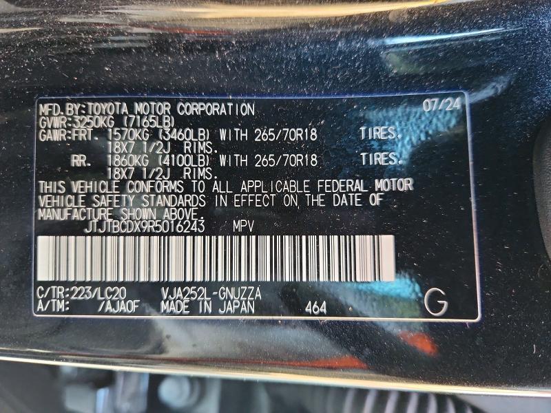 2024 Lexus Gx 550 მანქანა იყიდება აუქციონზე, vin: JTJTBCDX9R5016243, აუქციონის ნომერი: 61967806
