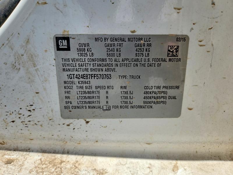 2015 Gmc Sierra მანქანა იყიდება აუქციონზე, vin: 1GT424E87FF570763, აუქციონის ნომერი: 61776036