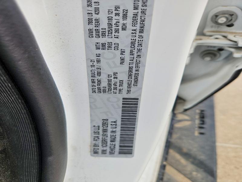 59903176 :رقم المزاد ، 1C6SRFU91NN120918 vin ، 2022 Ram 1500 مزاد بيع