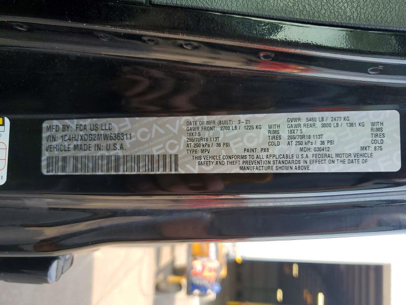 Aukcja sprzedaży 2021 Jeep Wrangler Unlimited, vin: 1C4HJXDG2MW636311, numer aukcji: 62858486