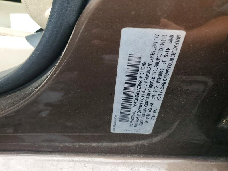 60586286 :رقم المزاد ، 3VWGZ7AJ6BM373531 vin ، 2011 Volkswagen Jetta مزاد بيع
