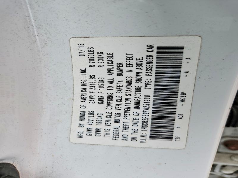 2015 Honda Accord მანქანა იყიდება აუქციონზე, vin: 1HGCR2F59FA251900, აუქციონის ნომერი: 62398386