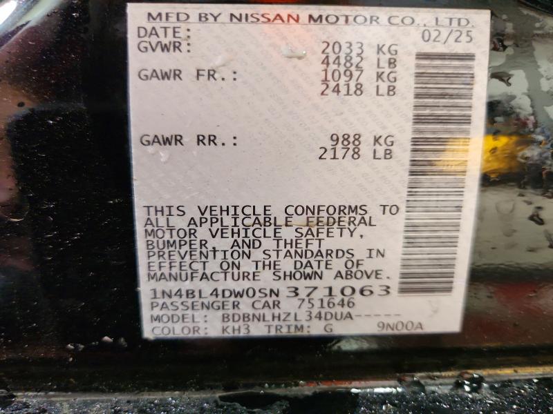 Aukcja sprzedaży 2025 Nissan Altima, vin: 1N4BL4DW0SN371063, numer aukcji: 62844516