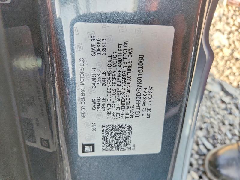 Aukcja sprzedaży 2019 Chevrolet Camaro, vin: 1G1FB3DS7K0151060, numer aukcji: 85635505