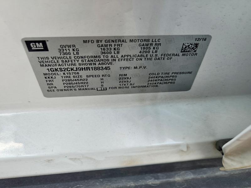 2017 Gmc Yukon მანქანა იყიდება აუქციონზე, vin: 1GKS2CKJ9HR188345, აუქციონის ნომერი: 60493366