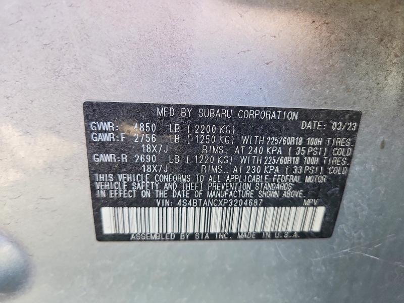 Продаж на аукціоні авто 2023 Subaru Outback, vin: 4S4BTANCXP3204687, номер лоту: 59021076