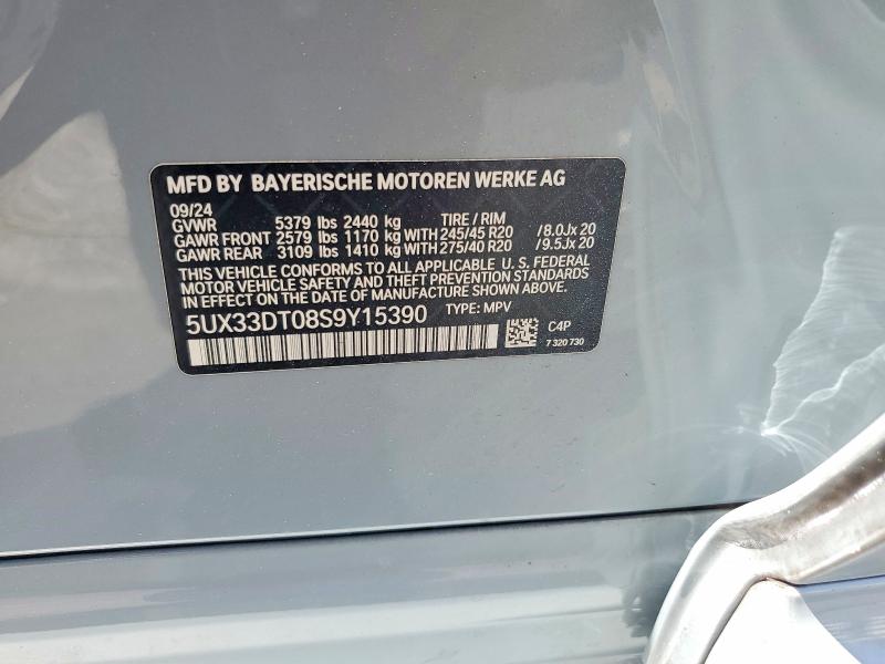59880896 :رقم المزاد ، 5UX33DT08S9Y15390 vin ، 2025 Bmw X4 مزاد بيع
