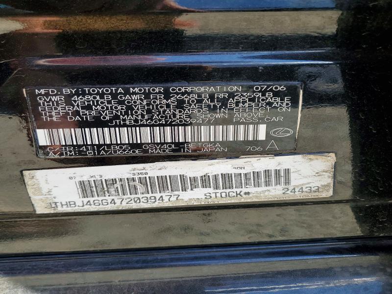 Aukcja sprzedaży 2007 Lexus Es, vin: JTHBJ46G472039477, numer aukcji: 61571816