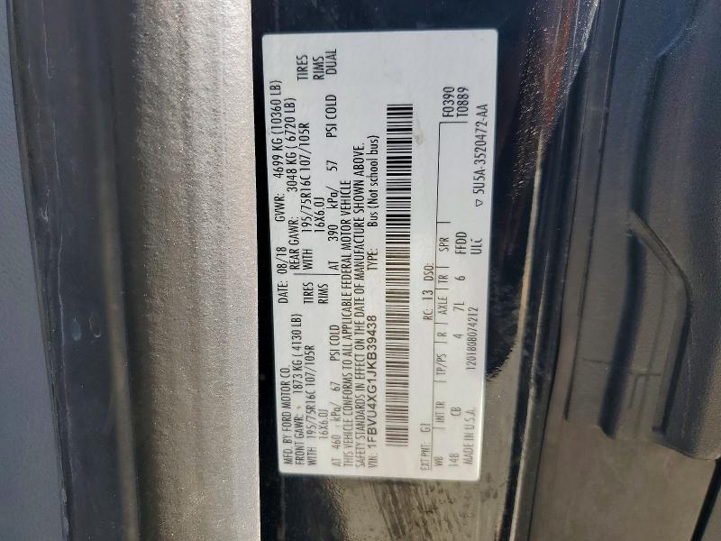 Продаж на аукціоні авто 2018 Ford Transit, vin: 1FBVU4XG1JKB39438, номер лоту: 64684376
