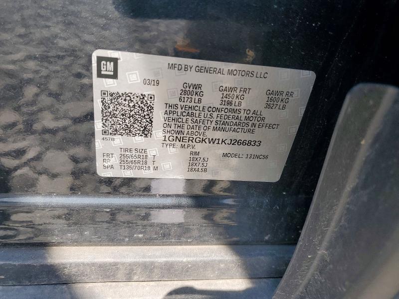 Продаж на аукціоні авто 2019 Chevrolet Traverse, vin: 1GNERGKW1KJ266833, номер лоту: 60955396